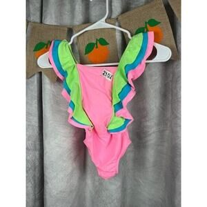 Beach Lingo BM20534 Girls Sunset Ruffle One-Piece Pink 4/5 Little Kid One Size